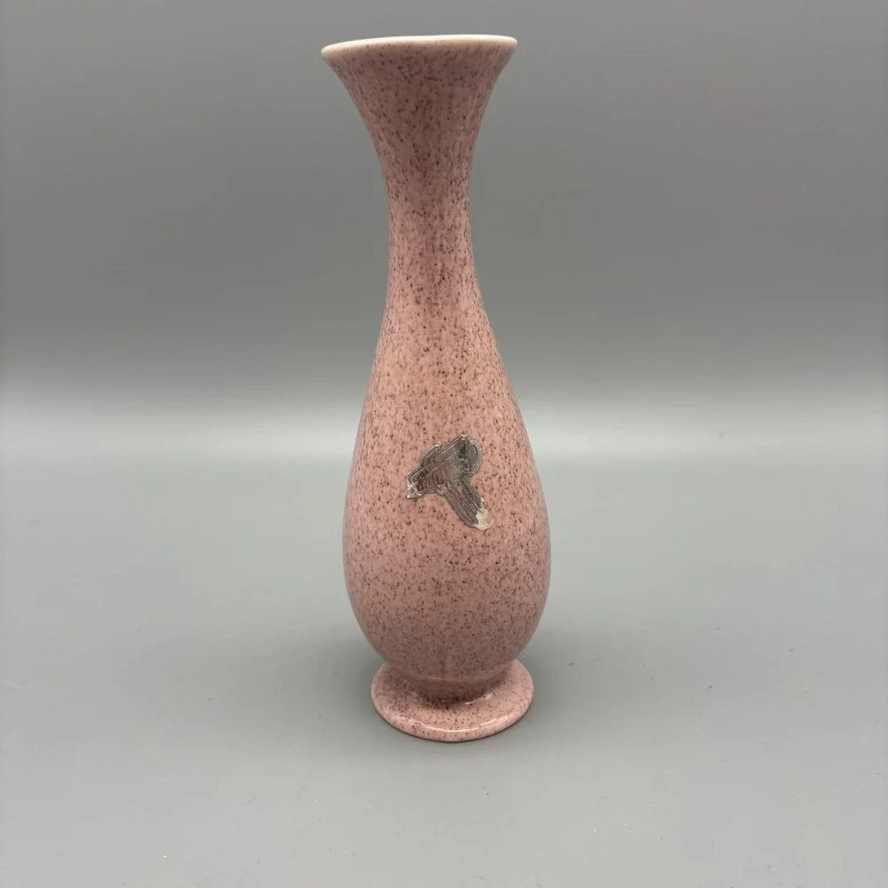 Red‎ Wing USA Ceramic Pottery Bud Vase Pink Art Deco Style Speckled